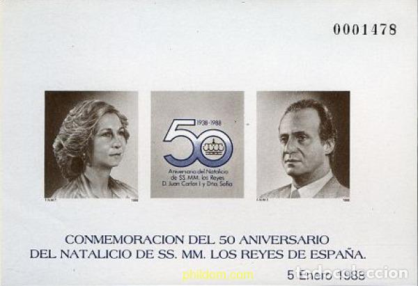 Sellos: 21868 MNH ESPA&Ntilde;A 1988 50 ANIVERSARIO DEL NATALICIO DE SS.MM.LOS REYES DE ESPA&Ntilde;A