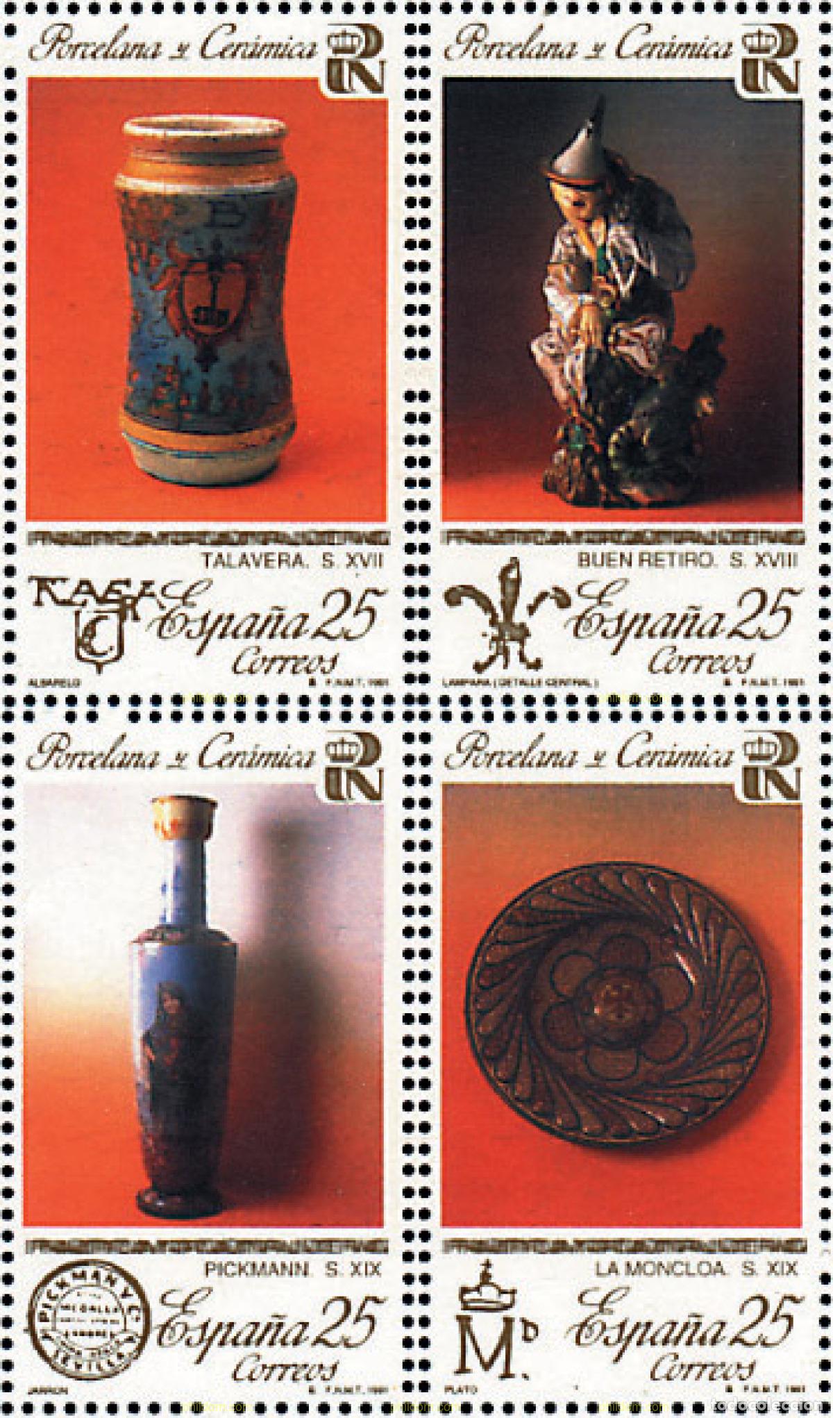 Sellos: 364051 MNH ESPA&Ntilde;A 1991 PATRIMONIO ARTISTICO NACIONAL. PORCELANA Y CERAMICA