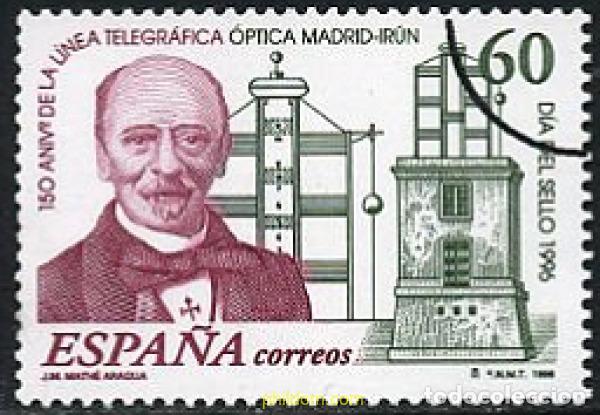 Sellos: 208476 MNH ESPA&Ntilde;A 1996 DIA DEL SELLO. 150 ANIVERSARIO DE LA LINEA TELEGRAFICA OPTICA MADRID-IRUN