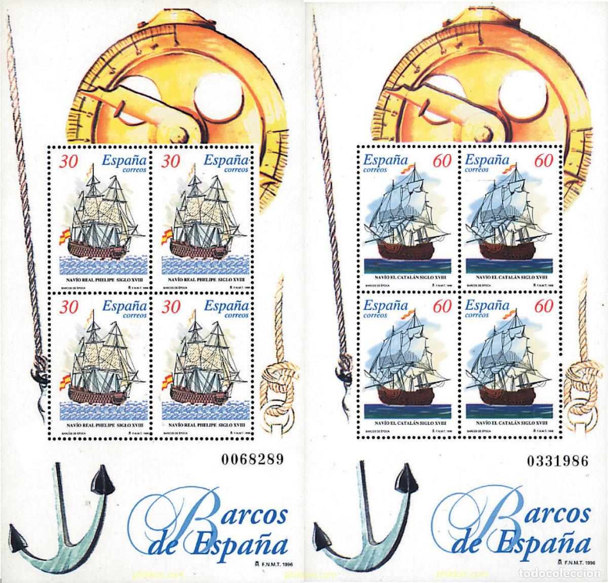 Sellos: 86003 MNH ESPA&Ntilde;A 1996 BARCOS DE ESPA&Ntilde;A
