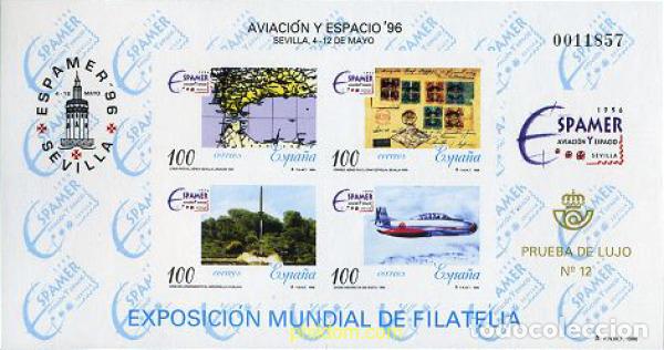Sellos: 21889 MNH ESPA&Ntilde;A 1996 AVIACION Y ESPACIO 96. EXPOSICION MUNDIAL DE FILATELIA