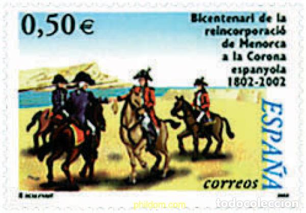 Sellos: 118304 MNH ESPA&Ntilde;A 2002 BICENTENARIO DE LA REINCORPORACION DE MENORCA A LA CORONA ESPA&Ntilde;OLA