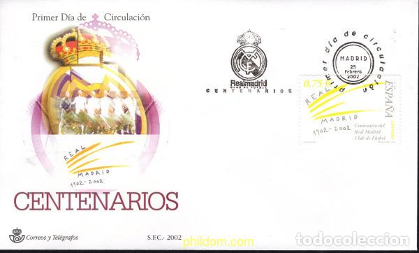 Sellos: 428080 MNH ESPA&Ntilde;A 2002 CENTENARIO DEL REAL MADRID CLUB DE FUTBOL