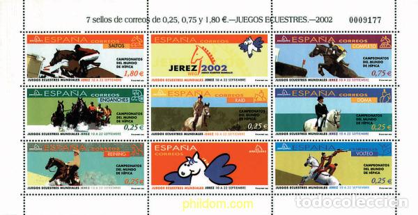 Sellos: 90199 MNH ESPA&Ntilde;A 2002 JEREZ 2002. CAMPEONATOS DEL MUNDO DE HIPICA
