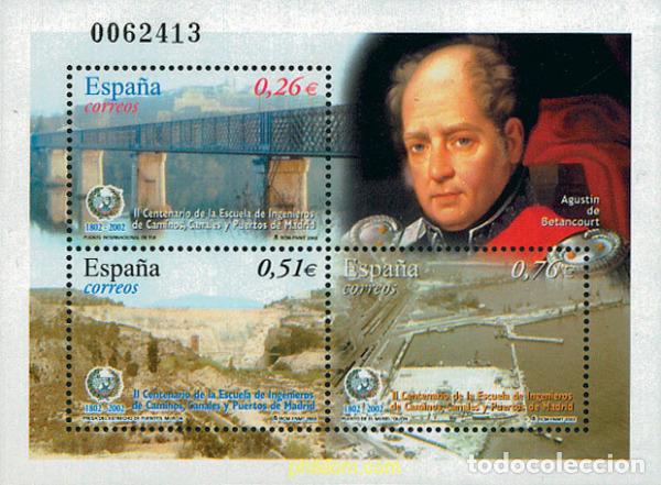 Timbres: 110802 MNH ESPA&Ntilde;A 2003 2 CENTENARIO DE LA ESCUELA DE INGENIEROS DE CAMINOS, CANALES Y PUERTOS DE M
