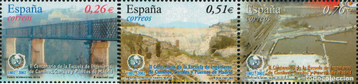 Timbres: 110803 MNH ESPA&Ntilde;A 2003 2 CENTENARIO DE LA ESCUELA DE INGENIEROS DE CAMINOS, CANALES Y PUERTOS DE M