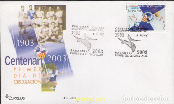 Timbres: 363133 MNH ESPA&Ntilde;A 2003 CENTENARIO CENTRE D'ESPORTS SABADELL, F.C.