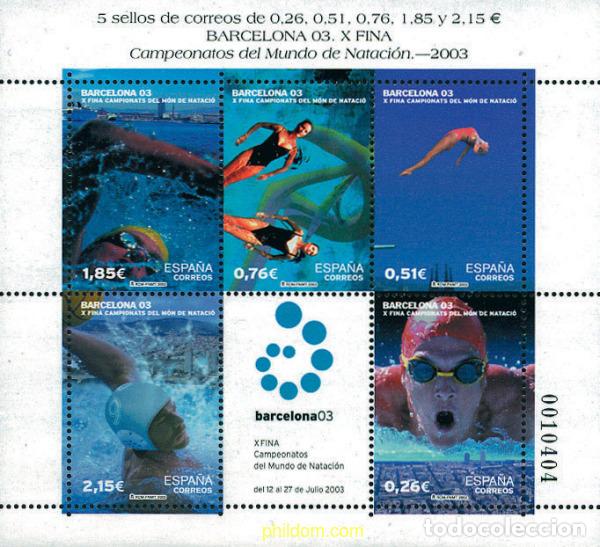 Sellos: 124714 MNH ESPA&Ntilde;A 2003 BARCELONA 03. X FINA CAMPEONATOS DEL MUNDO DE NATACION