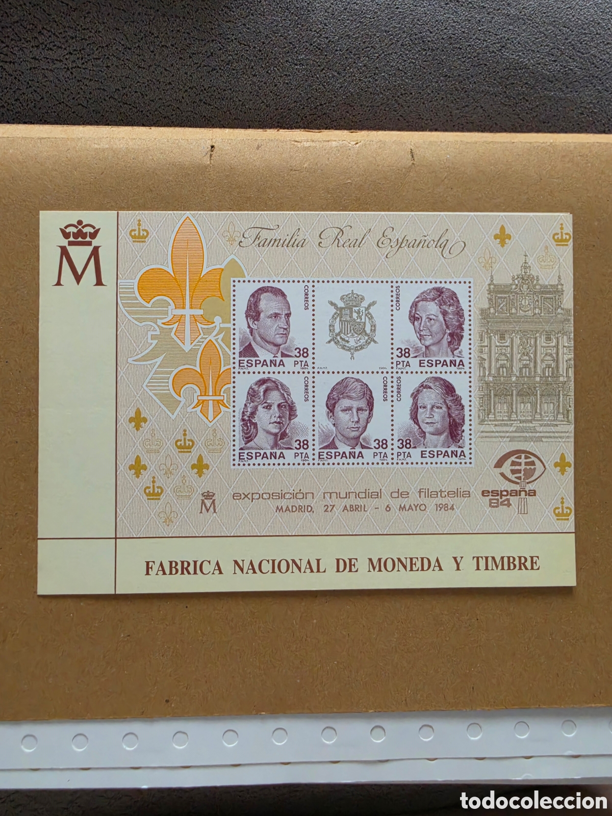 Briefmarken: ESPA&Ntilde;A 1984. DOCUMENTO FILAT&Eacute;LICO OFICIAL FNMT - EXPOSICI&Oacute;N MUNDIAL ESPA&Ntilde;A 84 - FAMILIA REAL. CON HO