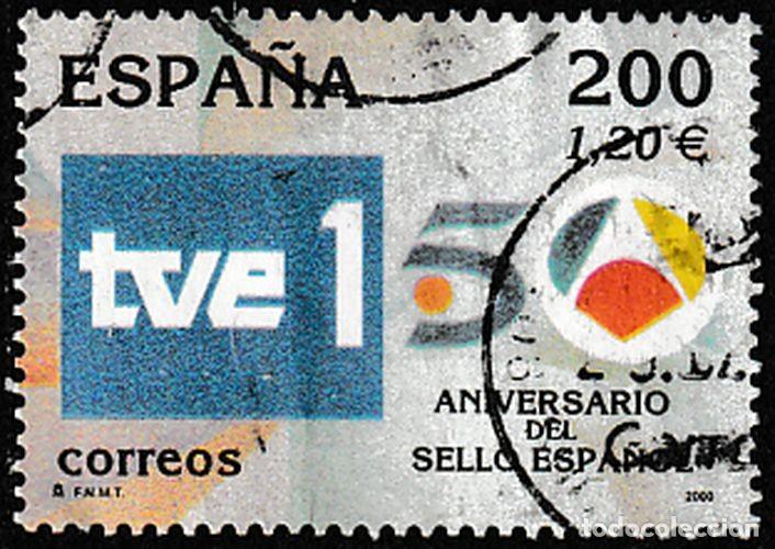 Sellos: Espa&ntilde;a 2000 3764(SH) Sello &ordm; Televisi&oacute;n: Emblema del canal espa&ntilde;ol TVE1 Exposicion Mundial Filatelia