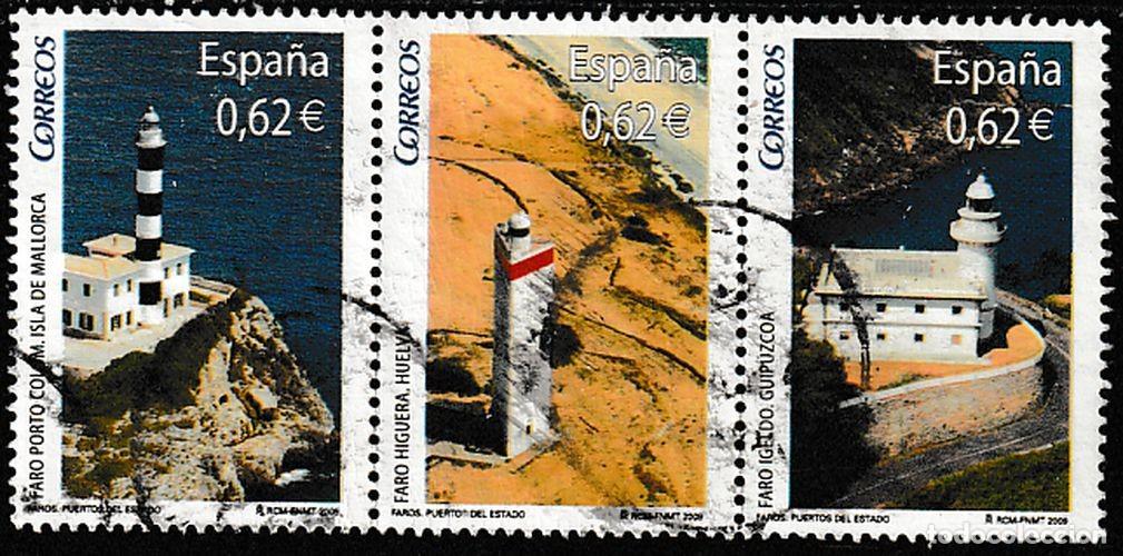 Sellos: Espa&ntilde;a 2009 Edifil 4483ABC(SH) Sellos &ordm; Faros Espa&ntilde;oles Porto Colom Mallorca Higuera Huelva Igueldo