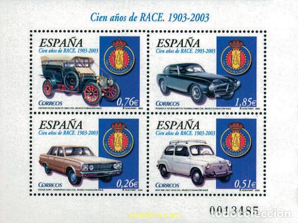 Francobolli: 124743 MNH ESPA&Ntilde;A 2003 CIEN A&Ntilde;OS DE RACE. 1903-2003