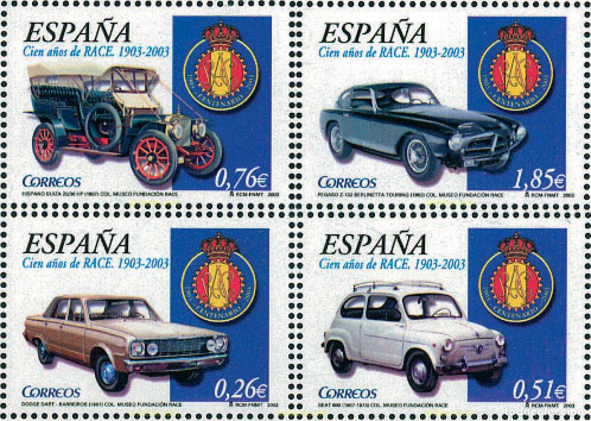 Timbres: 124744 MNH ESPA&Ntilde;A 2003 CIEN A&Ntilde;OS DE RACE. 1903-2003