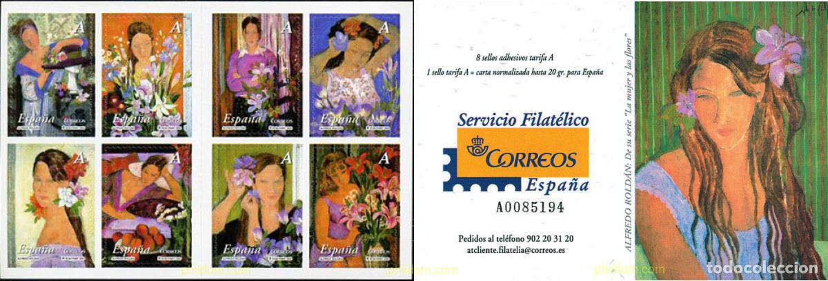 Sellos: 124750 MNH ESPA&Ntilde;A 2003 PINTURAS DE ALFREDO ROLDAN. LA MUJER Y LAS FLORES