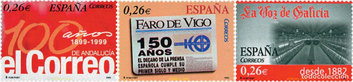 Sellos: 124767 MNH ESPA&Ntilde;A 2003 DIARIOS CENTENARIOS