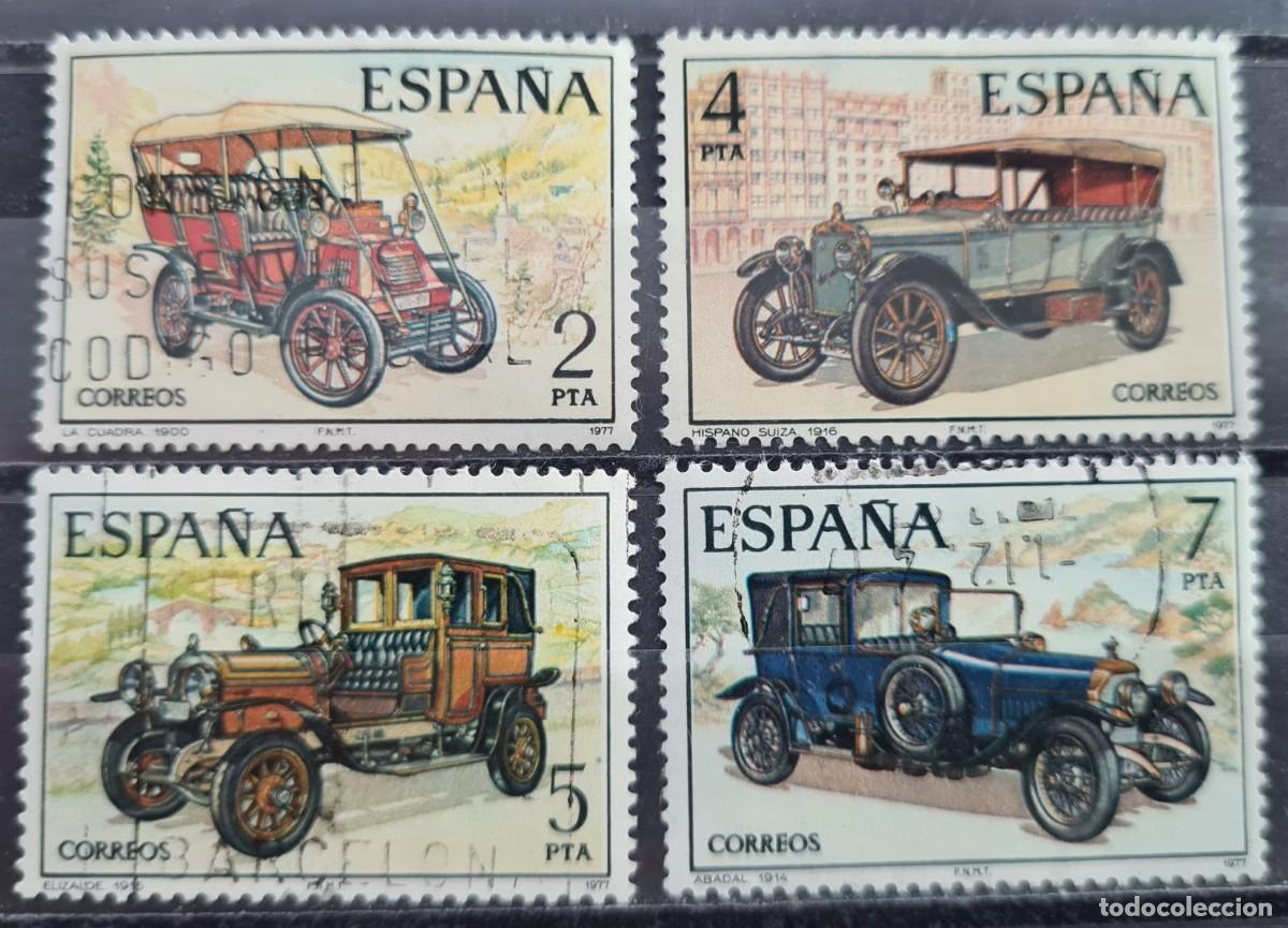 Briefmarken: Serie completa de sellos usados de Espa&ntilde;a 1977: Autom&oacute;viles antiguos