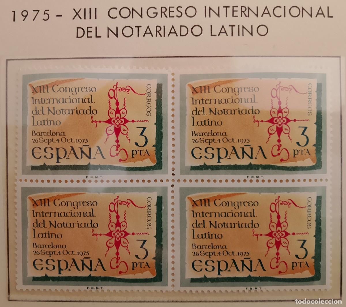 Briefmarken: Sellos en bloque de 4. Edifil 2283. XIII Congreso Internacional del Notariado Latino en Barcelona.