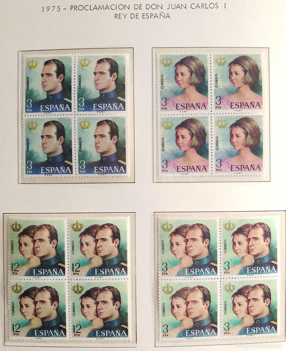 Timbres: Sellos en bloque de 4. Edifil 2302/05. Proclamaci&oacute;n de S.M. Don Juan Carlos I, Rey de Espa&ntilde;a. 1975.