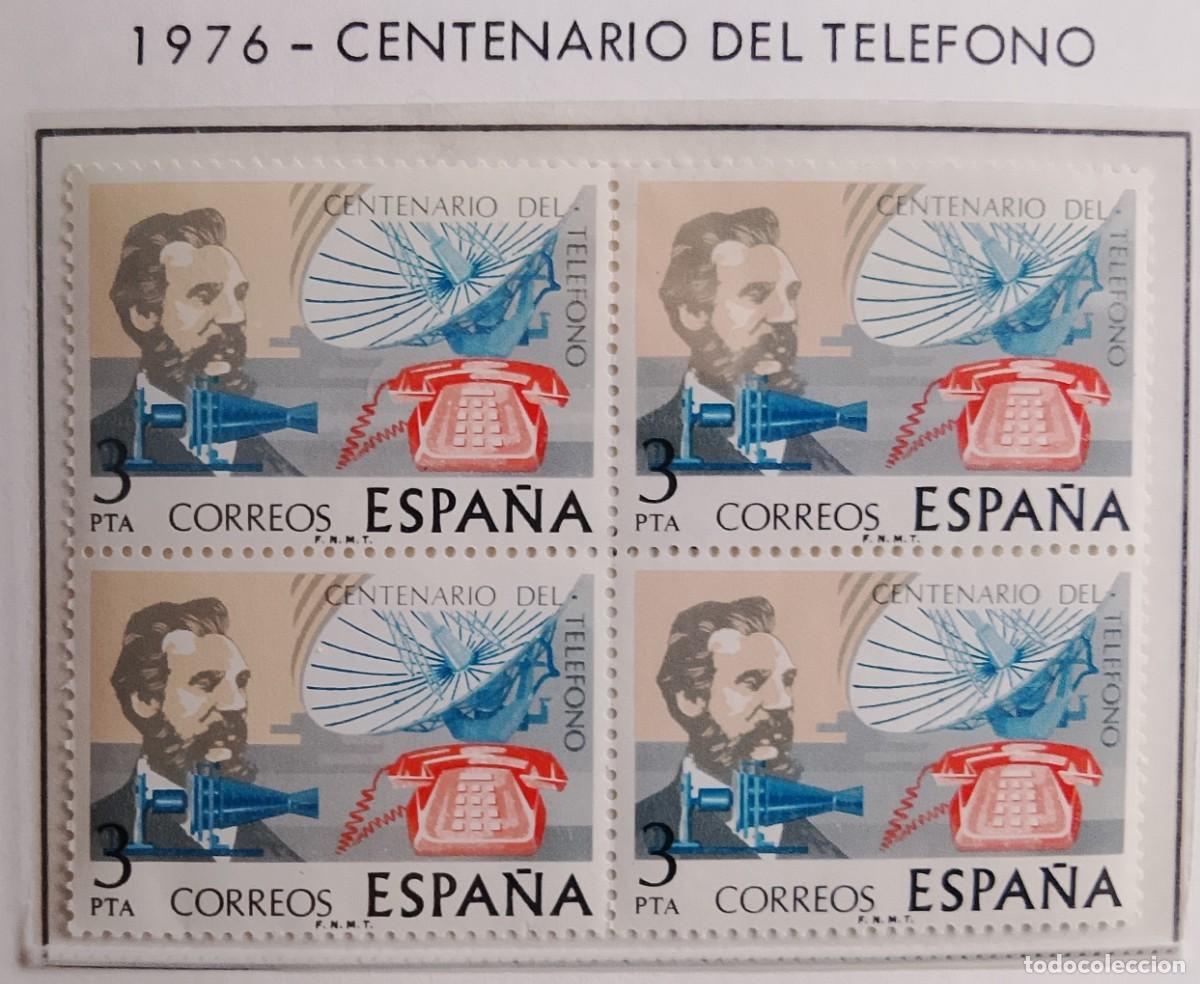 Briefmarken: Sellos en bloque de 4. Edifil 2311. Centenario del Tel&eacute;fono. A&ntilde;o 1976.