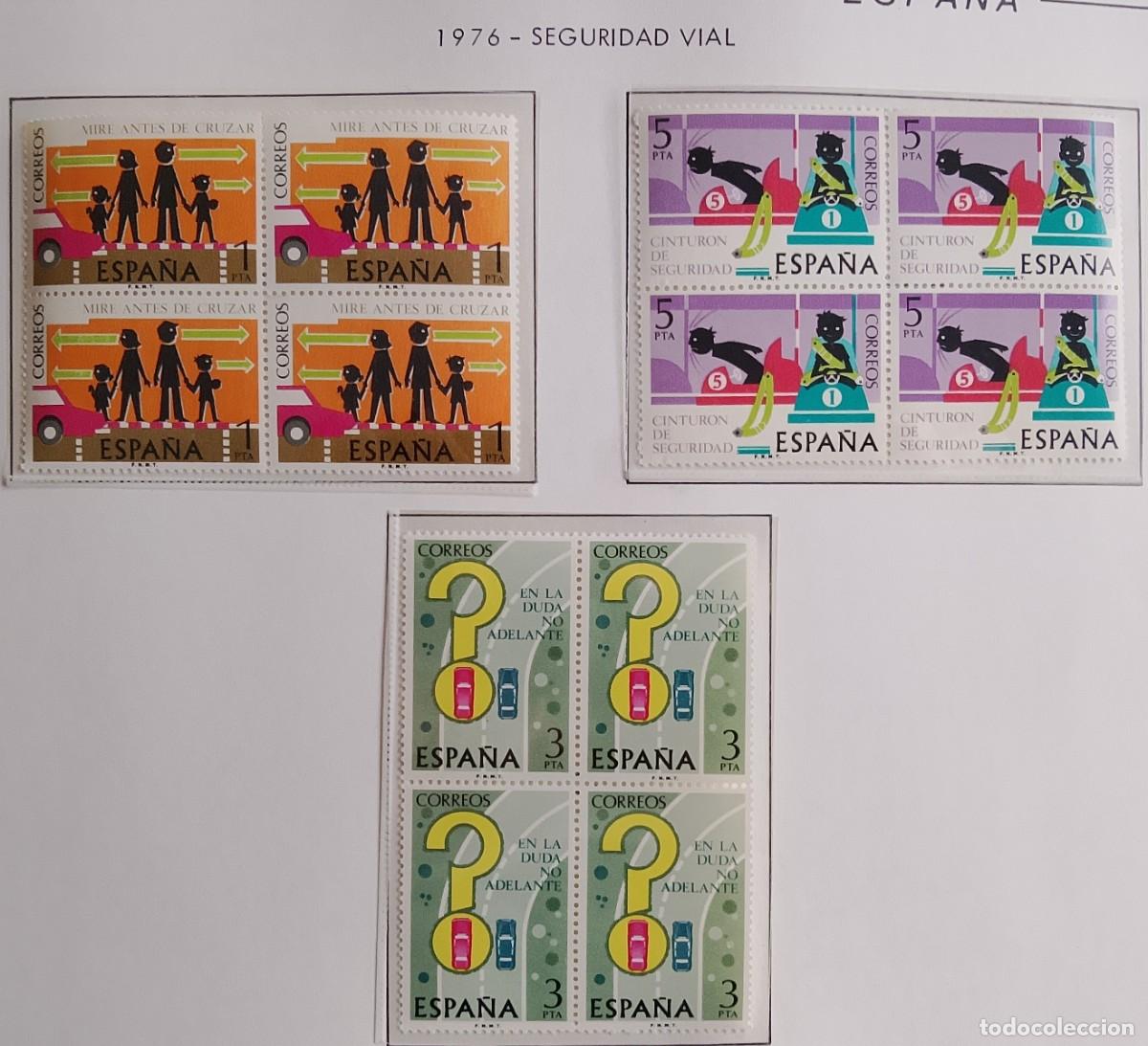 Francobolli: Sellos en bloque de 4. Edifil 2312/14. Seguridad Vial. A&ntilde;o 1976.