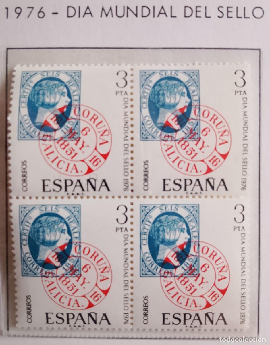 Briefmarken: Sellos en bloque de 4. Edifil 2318. D&iacute;a Mundial del Sello. A&ntilde;o 1976.