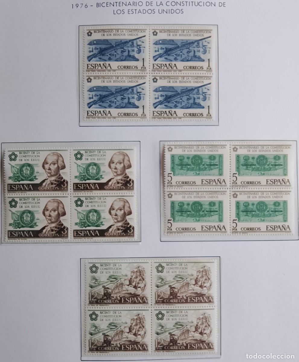 Selos: Sellos en bloque de 4. Edifil 2322/25. Bicentenario de la Constituci&oacute;n de los Estados Unidos. 1976.
