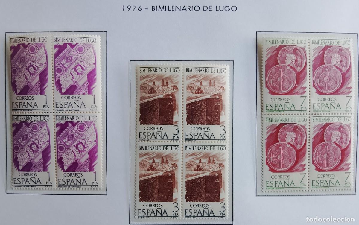 Briefmarken: Sellos en bloque de 4. Edifil 2356/58. Bimilenario de Lugo. A&ntilde;o 1976.