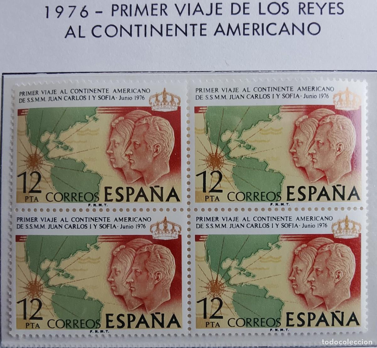 Timbres: Sellos en bloque de 4. Edifil 2370. Viaje a Hispanoam&eacute;rica de los Reyes de Espa&ntilde;a. A&ntilde;o 1976.