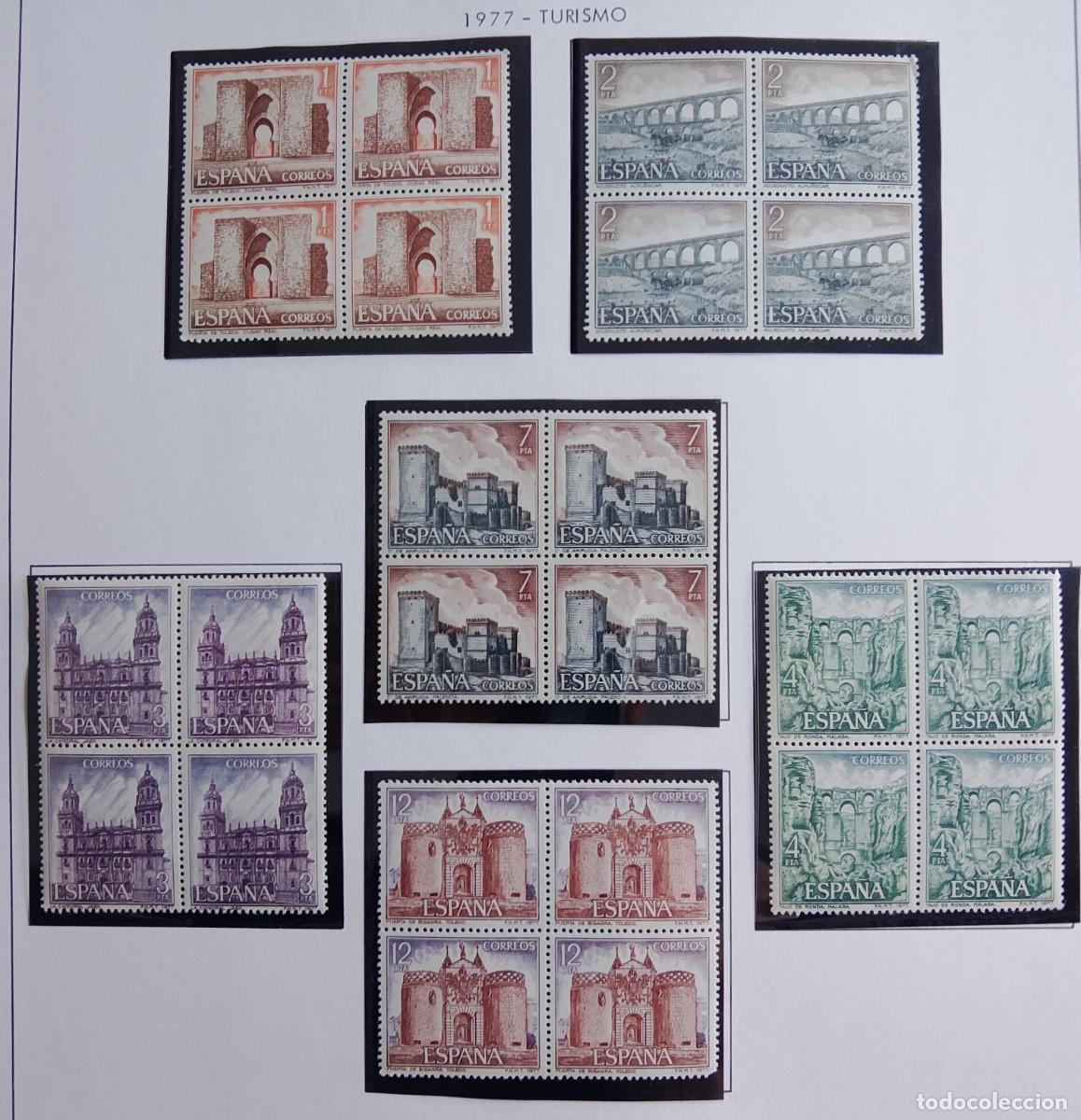 Sellos: Sellos en bloque de 4. Edifil 2417/22. Turismo (XI Serie). A&ntilde;o 1977.