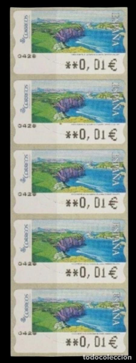 Sellos: ESPA&Ntilde;A ATM BALLENAS DE PIEDRA. TIRA DE 5 V. M&Iacute;NIMOS. 5 DD/AA.