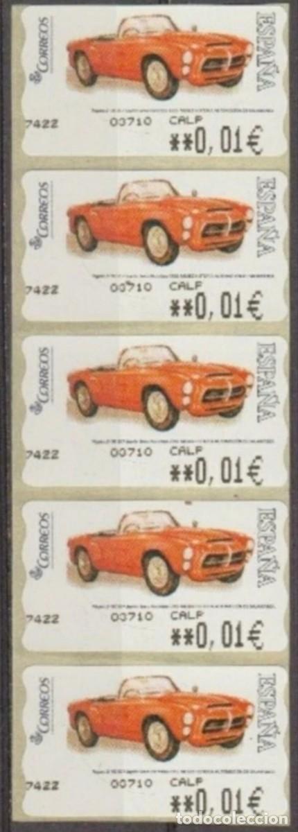 Sellos: ESPA&Ntilde;A ATM PEGASO SPIDER. OFICINA CALPE. 5 DD/EE. TIRA DE 5 V. MINIMOS.