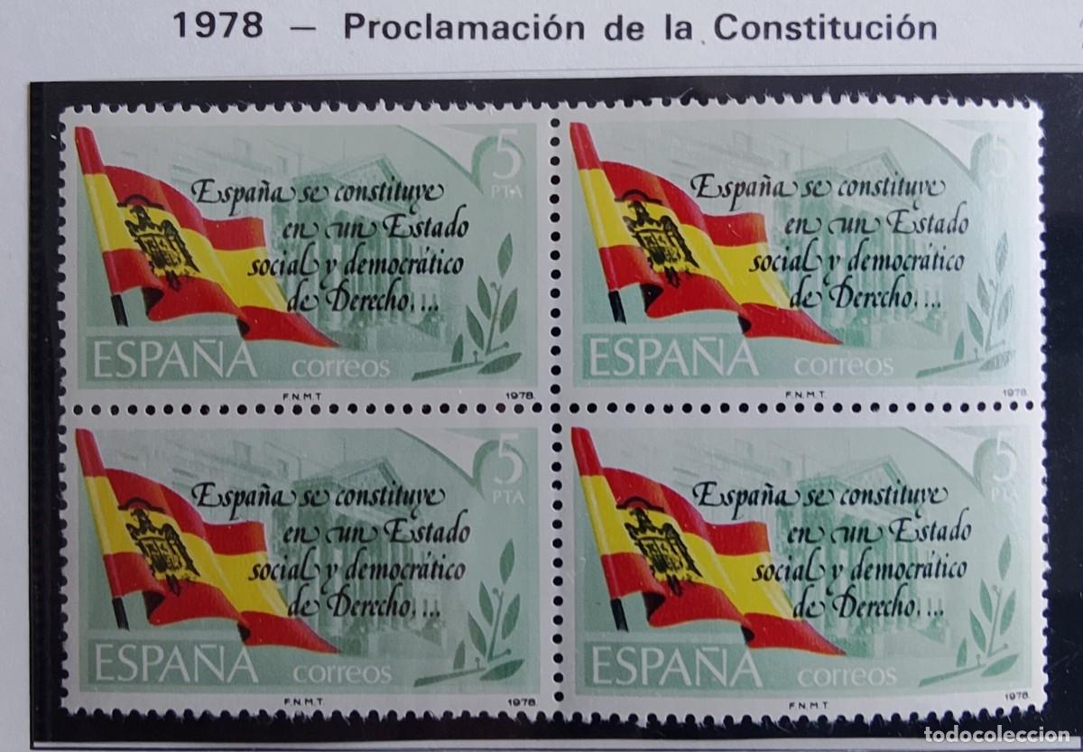 Timbres: Sellos en bloque de 4. Edifil 2507. Proclamaci&oacute;n de la Constituci&oacute;n Espa&ntilde;ola. A&ntilde;o 1978.