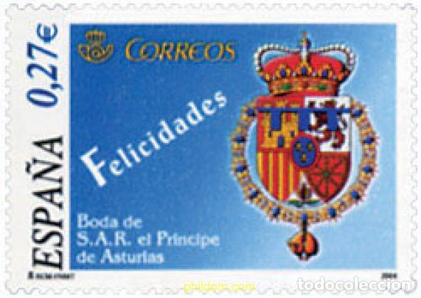 Sellos: 152843 MNH ESPA&Ntilde;A 2004 BODA DEL PRINCIPE FELIPE DE BORBON Y DO&Ntilde;A LETIZIA ORTIZ