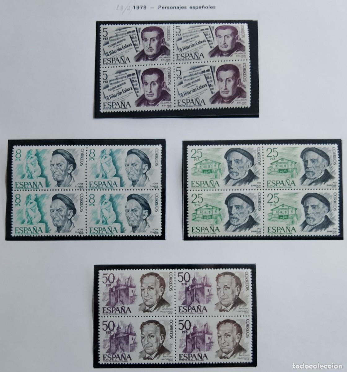 Francobolli: Sellos en bloque de 4. Edifil 2456/59. Personajes Espa&ntilde;oles. A&ntilde;o 1978.