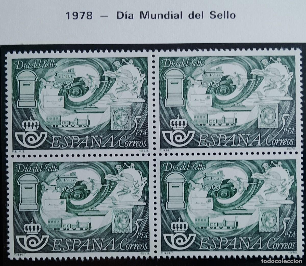 Sellos: Sellos en bloque de 4. Edifil 2480. D&iacute;a del Sello. A&ntilde;o 1978.