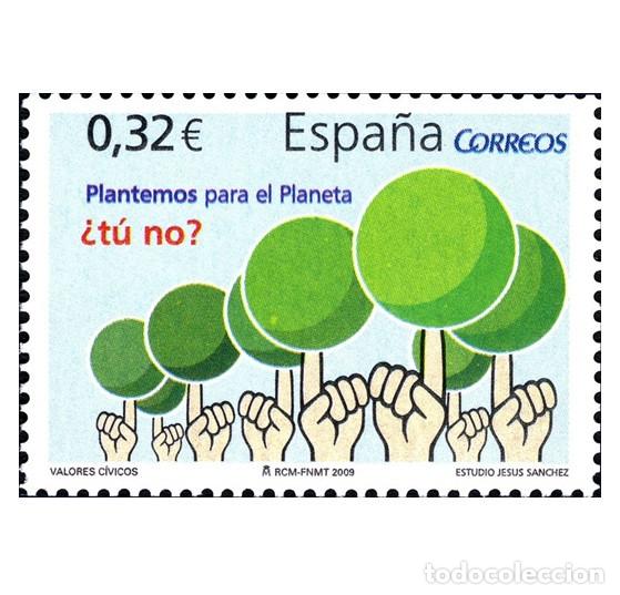 Sellos: Edifil 4472 MNH SIN FIJASELLOS sello Espa&ntilde;a 2009 Plantemos para el Planeta Valores Civicos