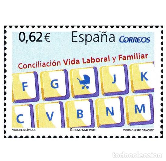 Sellos: Edifil 4473 MNH SIN FIJASELLOS sello Espa&ntilde;a 2009 Valores Civicos Conciliacion familia y trabajo