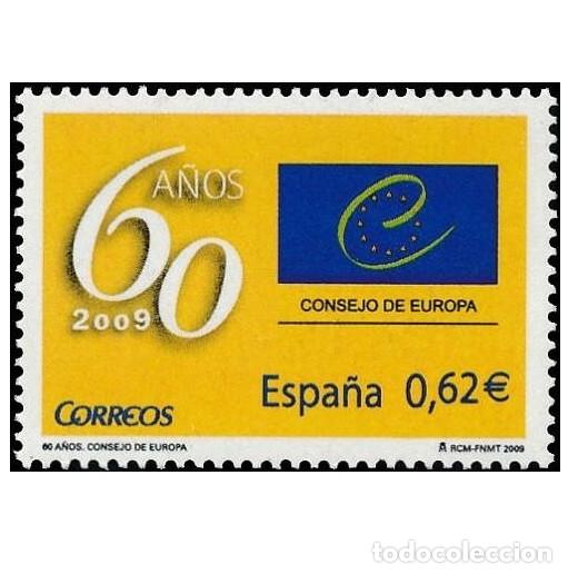 Sellos: Edifil 4482 MNH SIN FIJASELLOS sello Espa&ntilde;a 2009 Aniversario Consejo Europa
