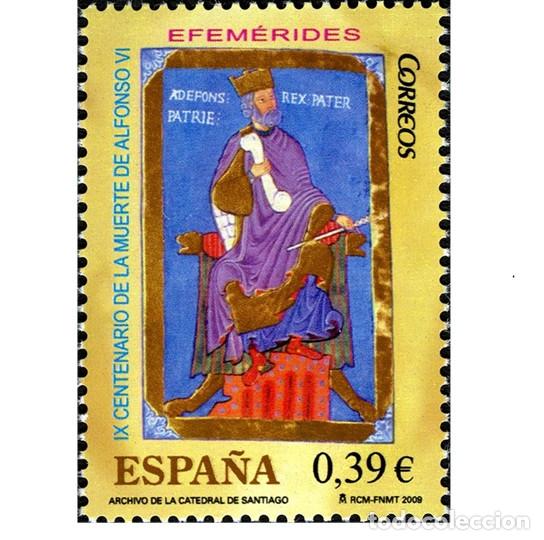 Sellos: Edifil 4487 MNH SIN FIJASELLOS sello Espa&ntilde;a 2009 Centenario Muerte Alfonso VI