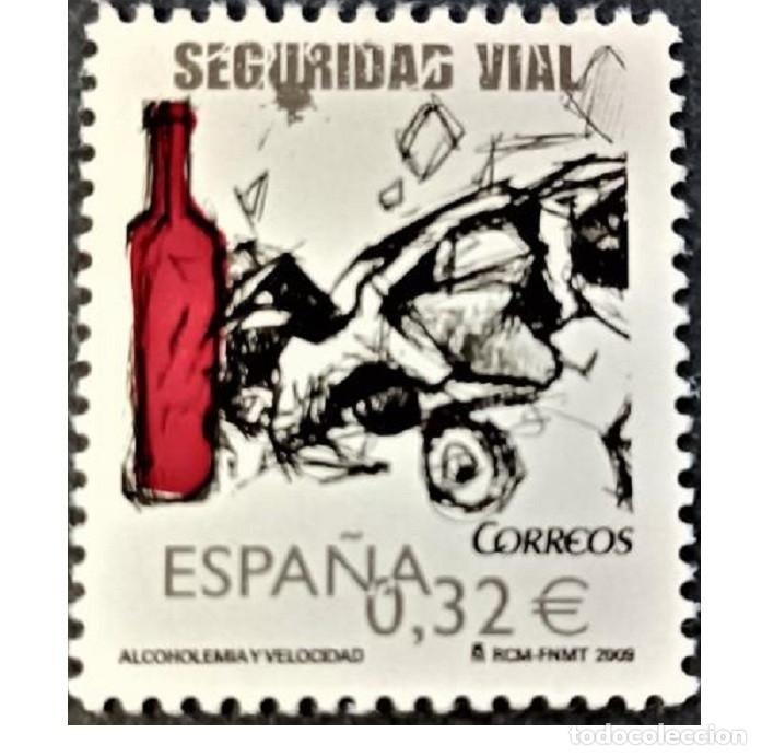 Sellos: Edifil 4497 MNH SIN FIJASELLOS sello Espa&ntilde;a 2009 Alcoholemia y Velocidad Seguridad Vial