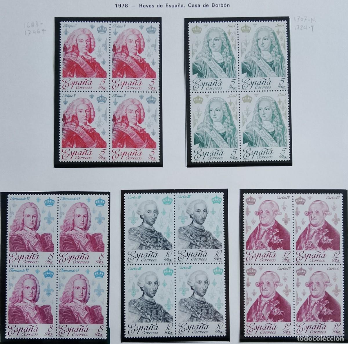 Timbres: Sellos en bloque de 4. Edifil 2496/505. Reyes de Espa&ntilde;a. Casa de Borb&oacute;n. A&ntilde;o 1978.