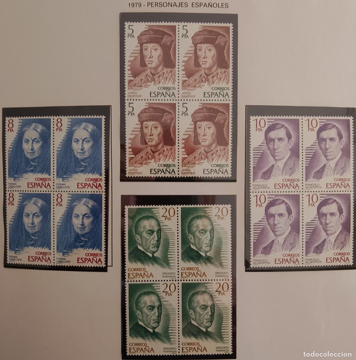 Francobolli: Sellos en bloque de 4. Edifil 2512/15. Personajes Espa&ntilde;oles. A&ntilde;o 1979.