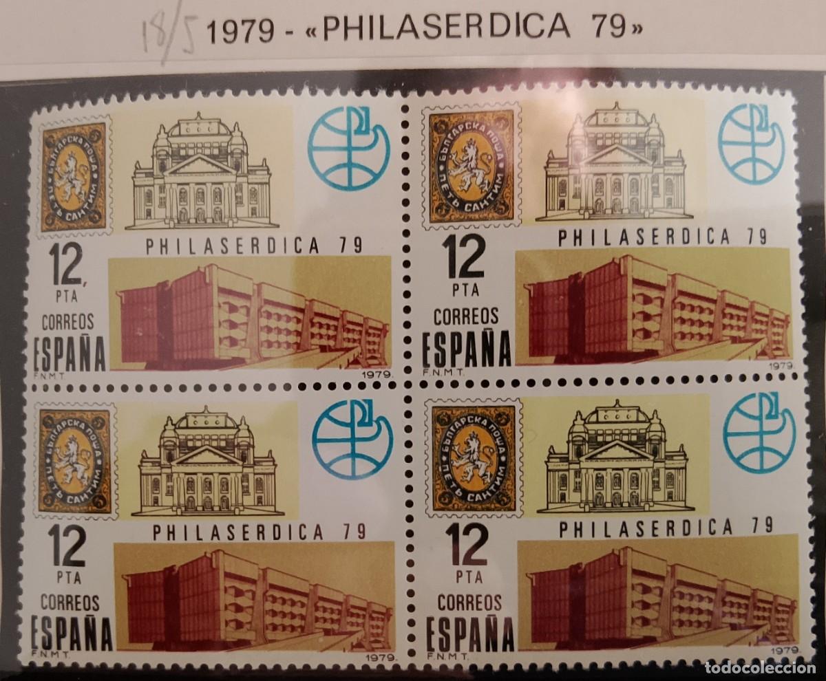Briefmarken: Sellos en bloque de 4. Edifil 2524. Exposici&oacute;n Filat&eacute;lica Mundial &rdquo;Philaserdica 79&rdquo;. A&ntilde;o 1979.