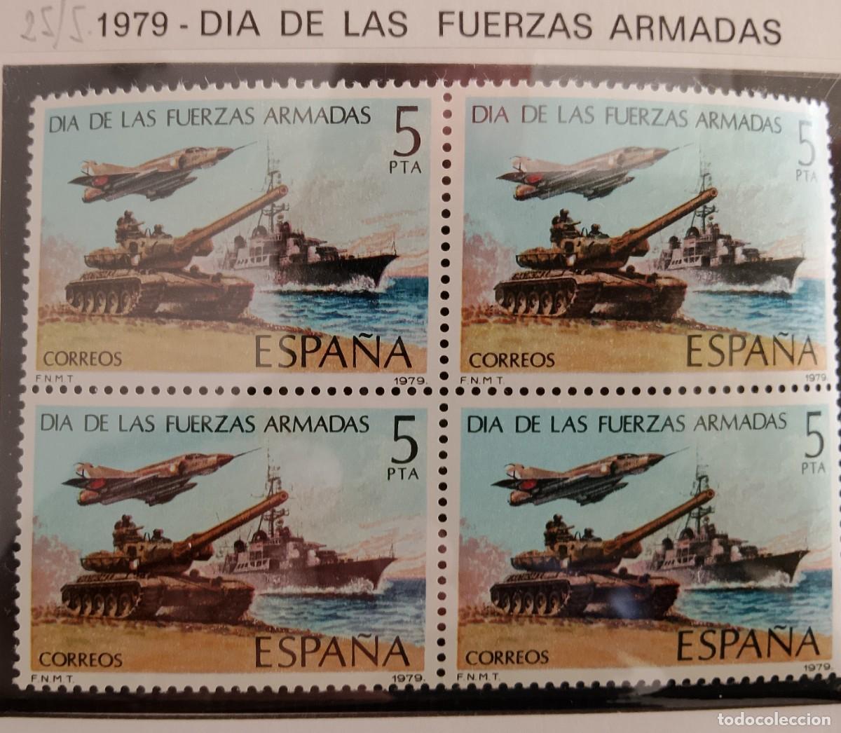 Timbres: Sellos en bloque de 4. Edifil 2525. D&iacute;a de las Fuerzas Armadas. A&ntilde;o 1979.