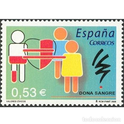 Sellos: Edifil 4151 MNH SIN FIJASELLOS sello Espa&ntilde;a 2005 Dona Sangre Valores Civicos