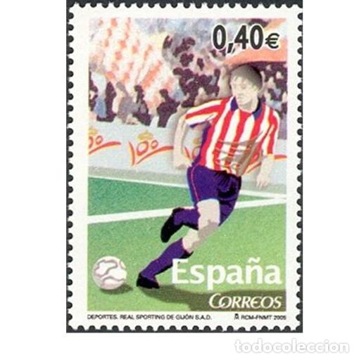Sellos: Edifil 4157 MNH SIN FIJASELLOS sello Espa&ntilde;a 2005 Centenario Real Sporting de Gijon Futbol