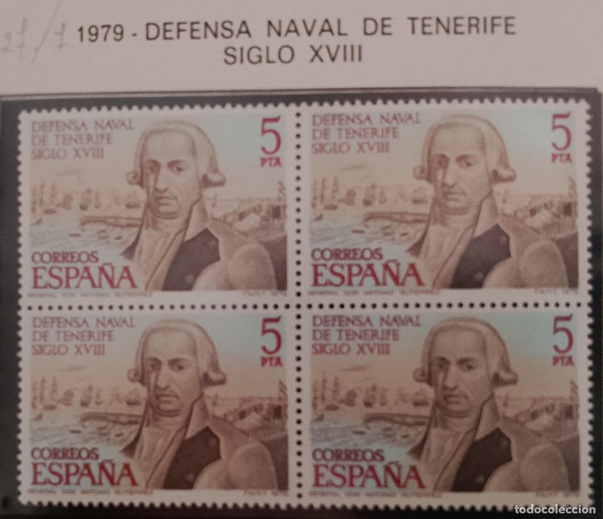 Briefmarken: Sellos en bloque de 4. Edifil 2536. Defensa Naval de Tenerife. A&ntilde;o 1979.