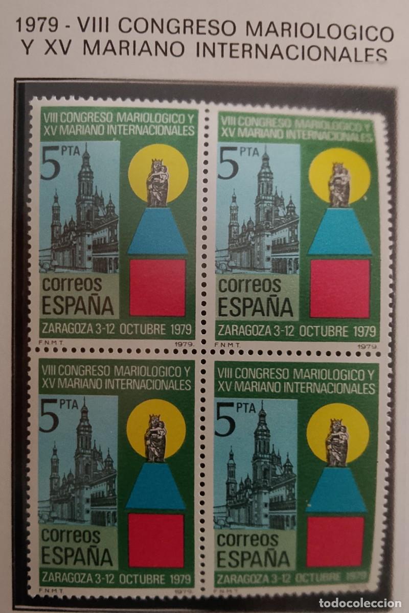 Briefmarken: Sellos en bloque de 4. Edifil 2543. VIII Congreso Mariol&oacute;gico y XV Mariano Internacional en Zaragoza