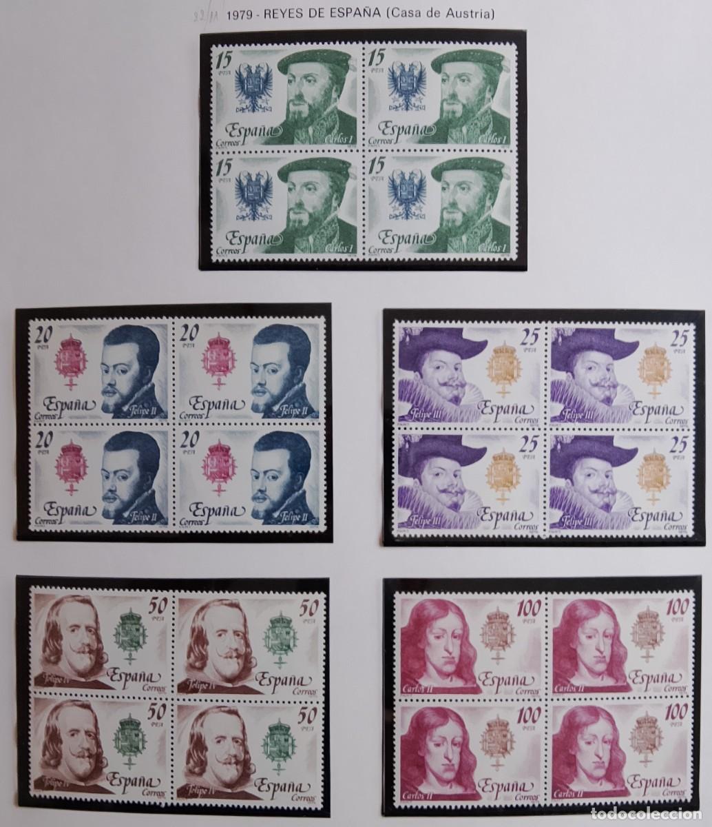 Timbres: Sellos en bloque de 4. Edifil 2552/56. Reyes de Espa&ntilde;a. Casa de Austria. A&ntilde;o 1979.