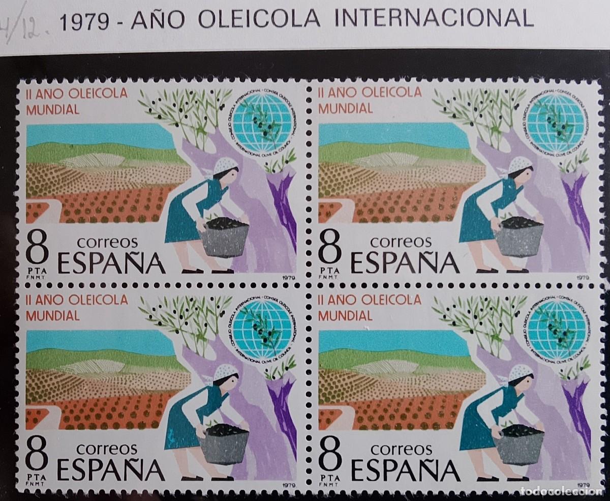 Sellos: Sellos en bloque de 4. Edifil 2557. II A&ntilde;o Ole&iacute;cola Mundial. A&ntilde;o 1979.